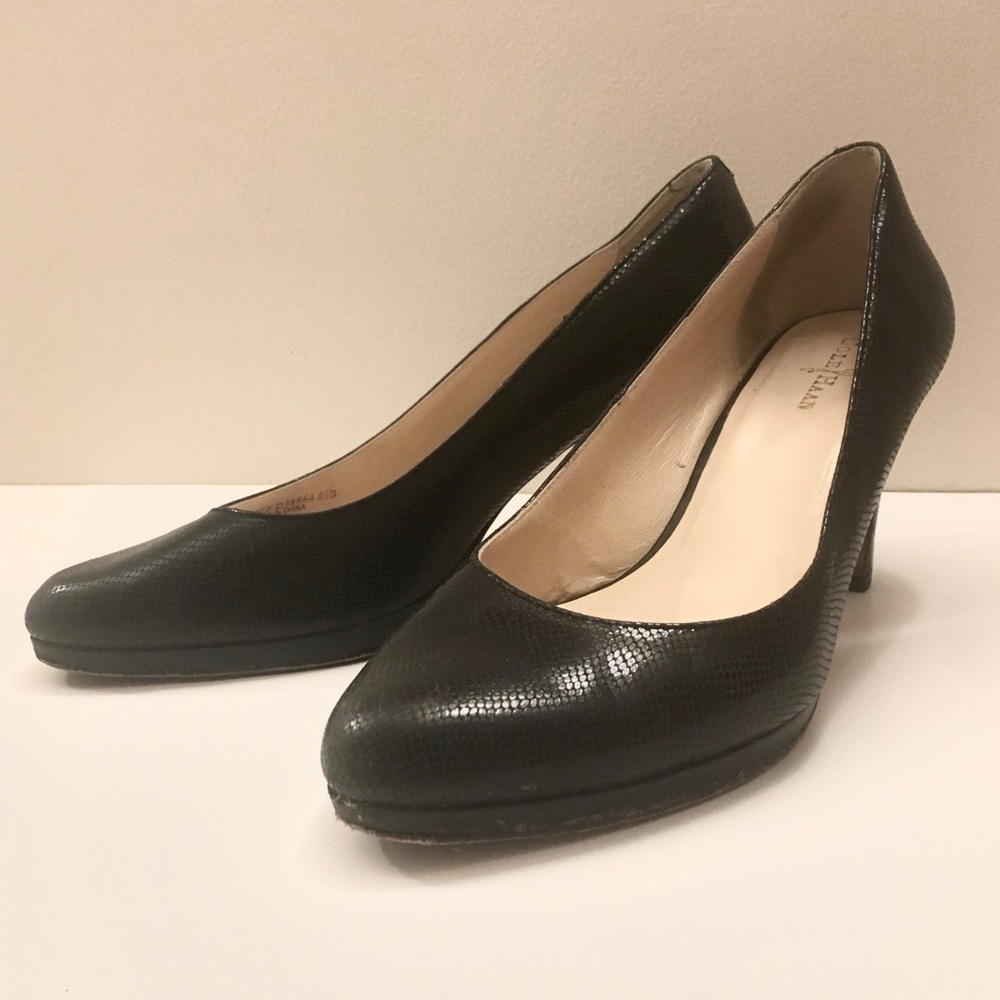 Cole Haan Black Snakeskin Heels
